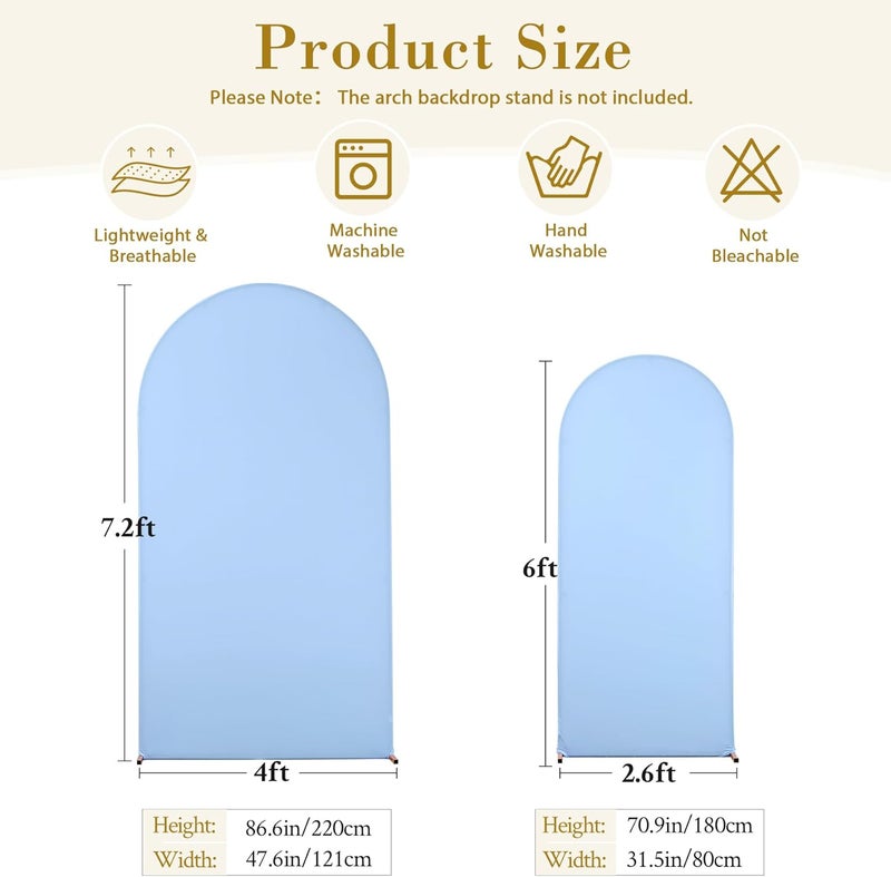 Suppromo Blue and White Arch Cover Set of 2 Spandex 7.2 and 6ft Arch Backdrop Cover Wedding Arch Stand Covers for Baby Shower Boy Birthday Party Bridal Shower Banquet Photo Background Decorations - Image 5